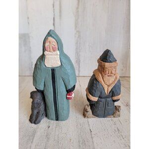 Lancy Smith folk art Santa Claus 710s lab St dog Xmas decor cat set